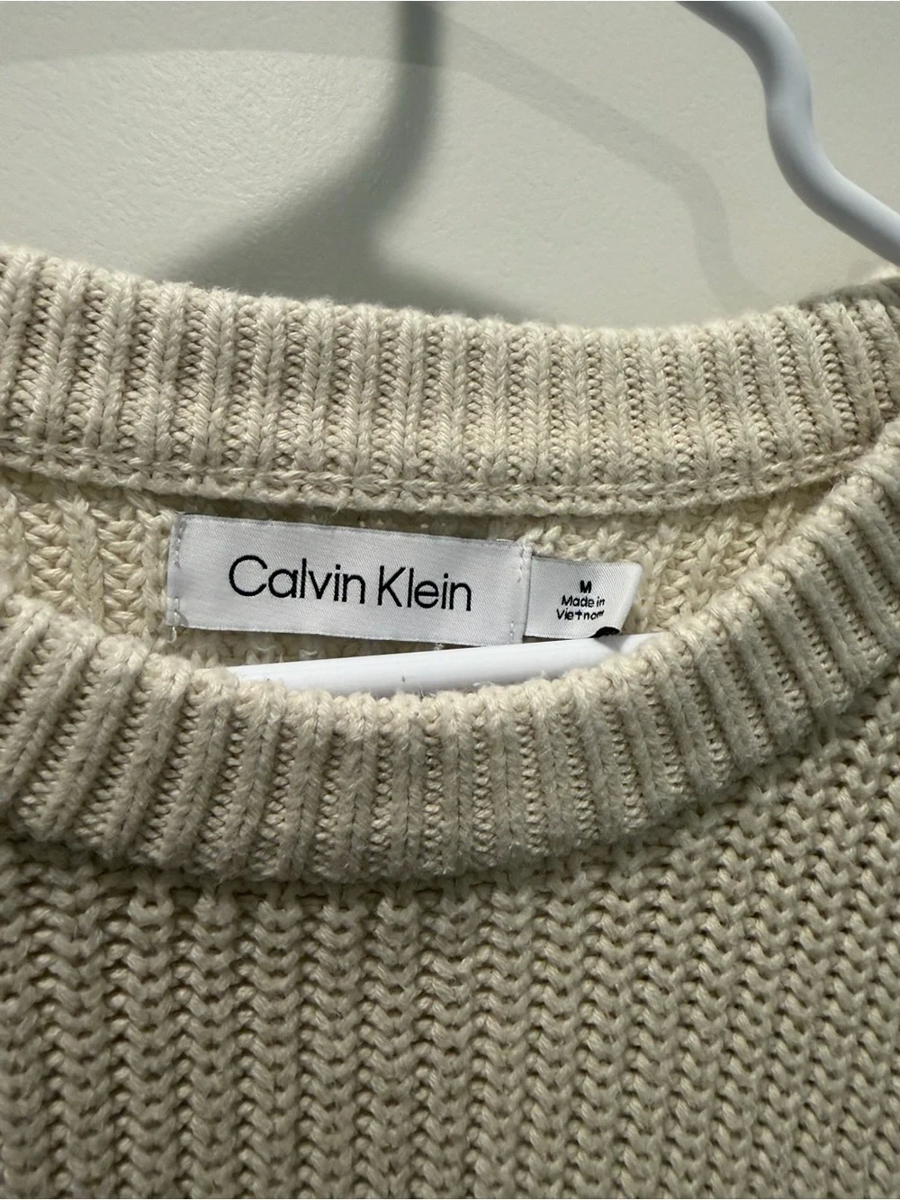 Calvin Klein Beige Ribbed Crewneck Sweater